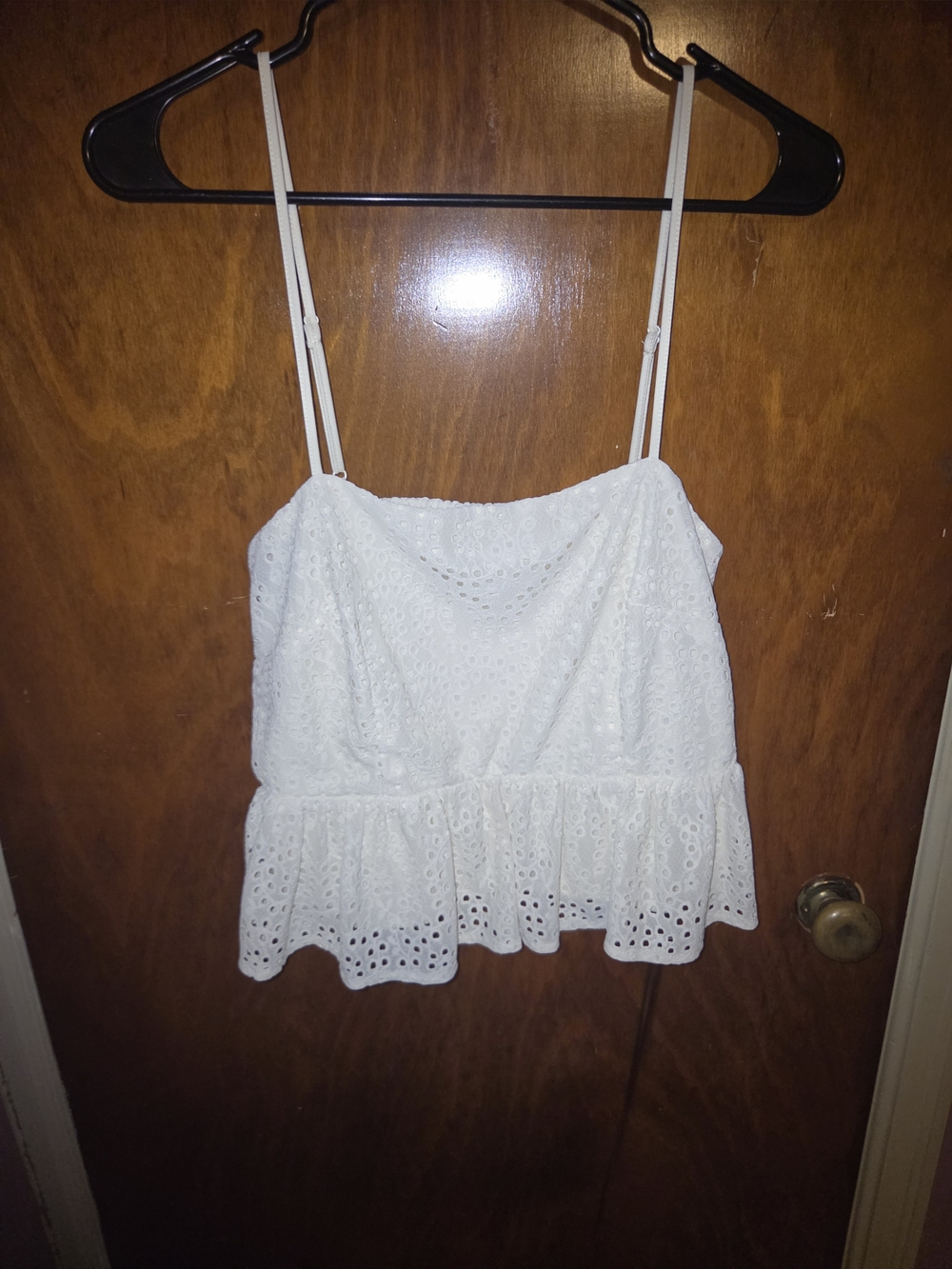 a new day White Eyelet Peplum Camisole with Adjustable Straps